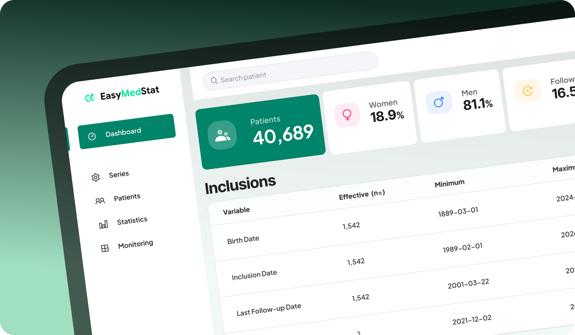 EasyMedStat platform dashboard interface