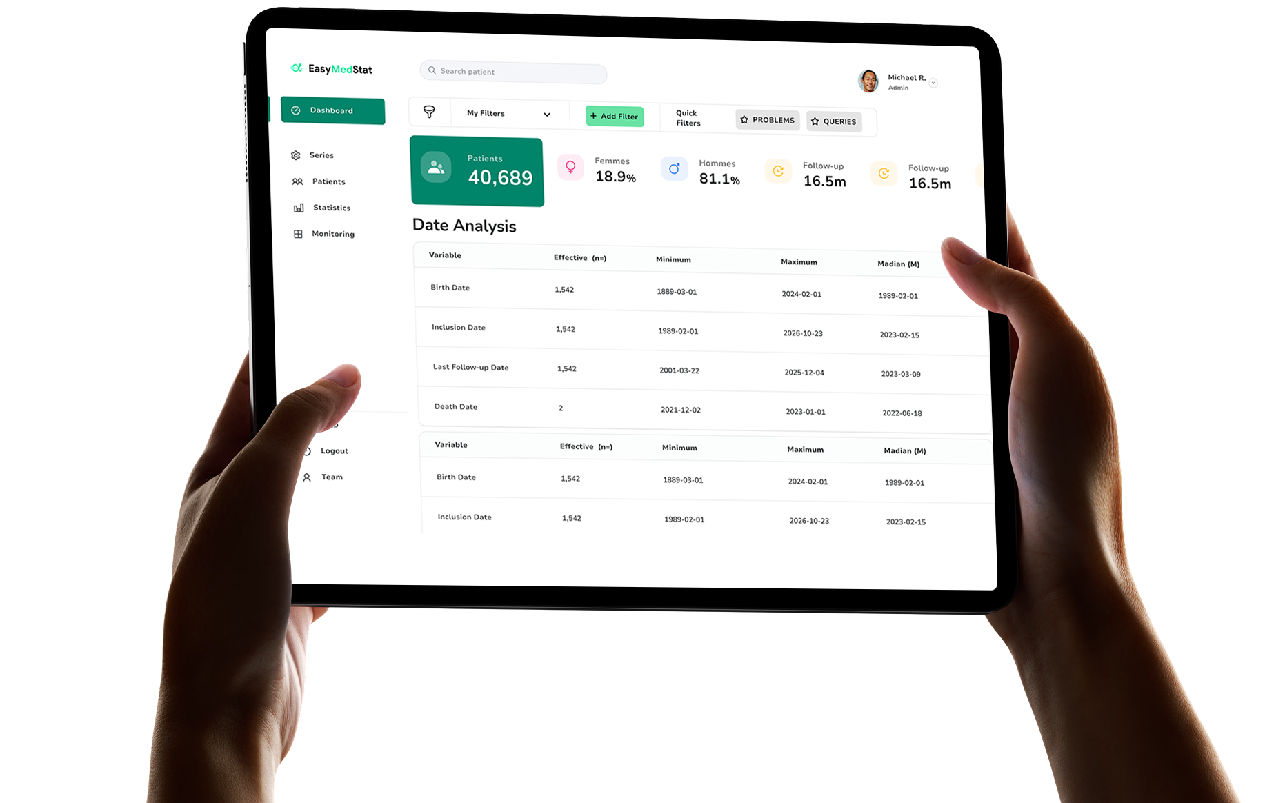 EasyMedStat platform dashboard interface