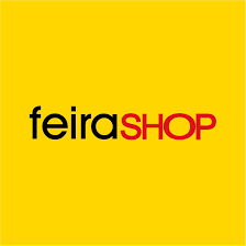 O logotipo da feirashop está em um fundo amarelo