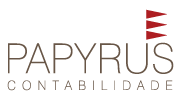 O logotipo da papyrus contabilidade tem um triângulo vermelho.