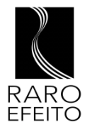 A black and white logo for raro efeito