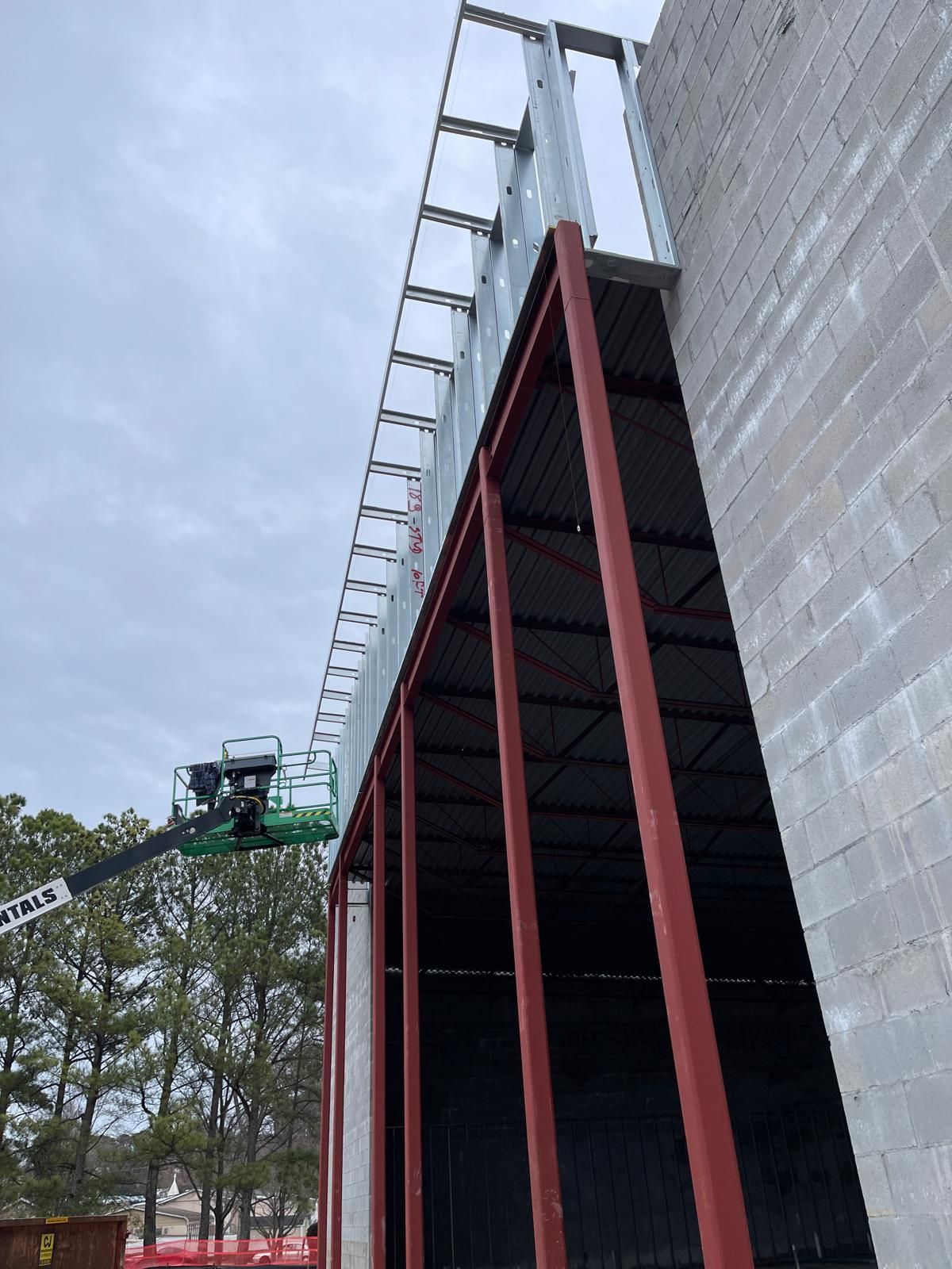 Aerial view of completed commercial TPO white flat roof with HVAC units in Roswell Georgia