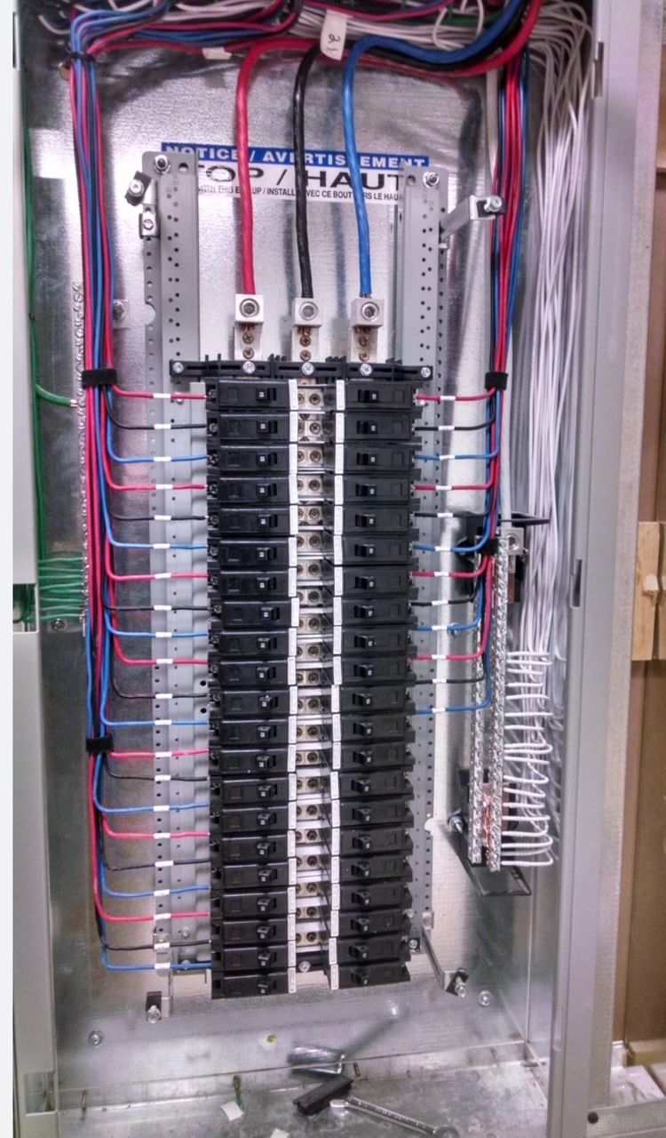 Residential electrical panel with full breaker wiring and circuit rough-in in Marietta Georgia