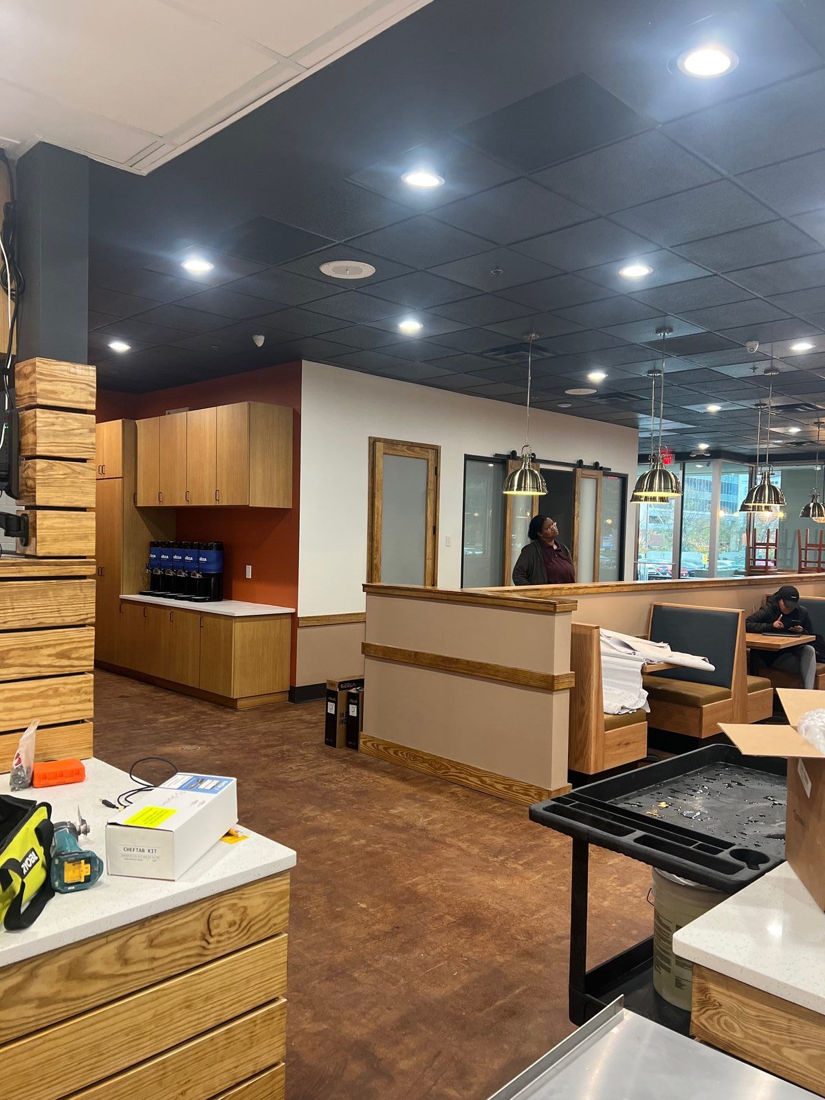 Restaurant front counter and POS station buildout during remodel in Atlanta, GA