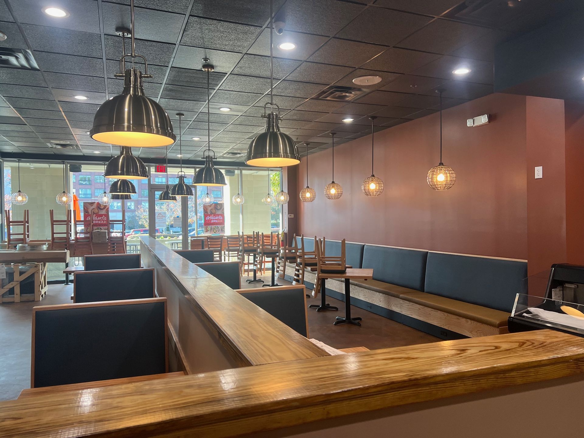 Completed commercial restaurant renovation — full dining room buildout, Art Design & Construction LLC Marietta GA