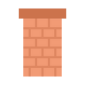 Brick chimney with a brown top.