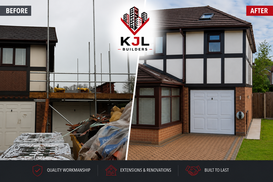 First floor side extension before and after