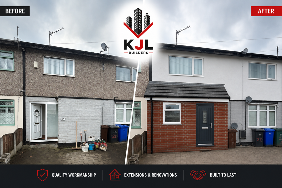Front porch extension before and after