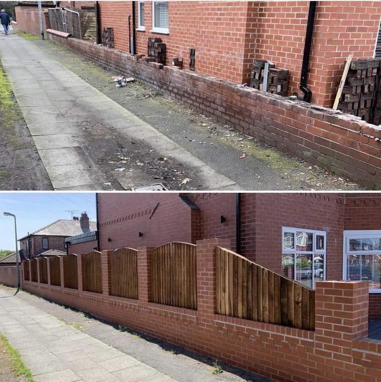 Boundary wall renovation before and after