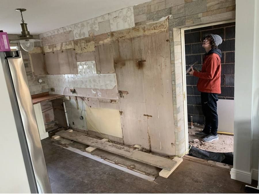 Kitchen knock through before wall removal