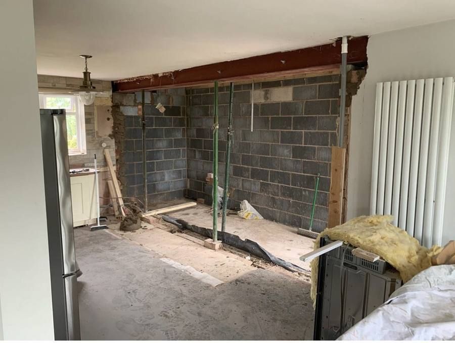 Steel beam installed during kitchen knock through