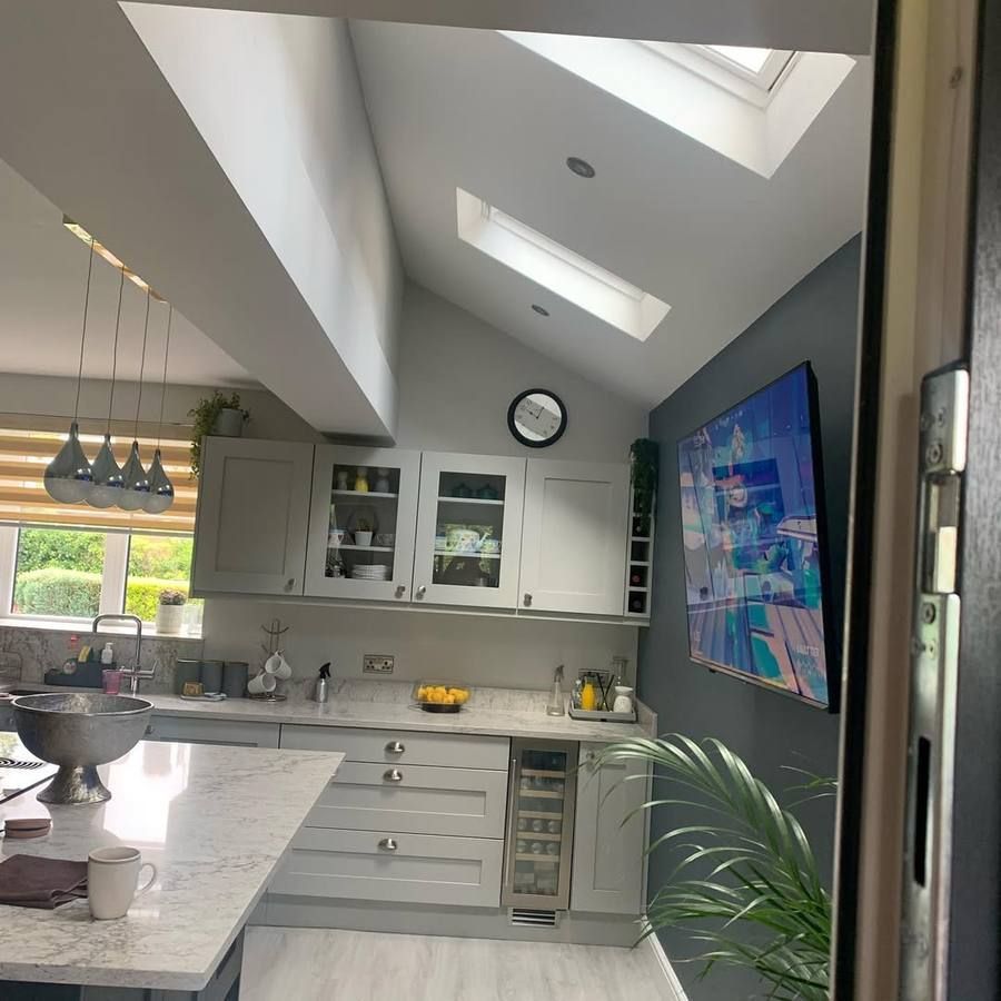 Kitchen knock through plastered and finished