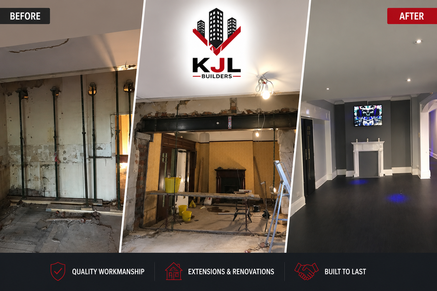 Structural wall removal and steel beam installation