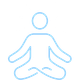 Light blue outline of a person sitting cross-legged in a meditative pose
