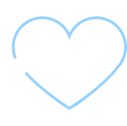 Light blue outline of a heart on a white background