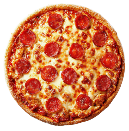 Pepperoni pizza with melted cheese and crispy crust.