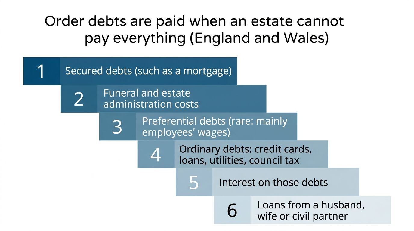 Order in which debts are paid from an insolvent estate in England and Wales