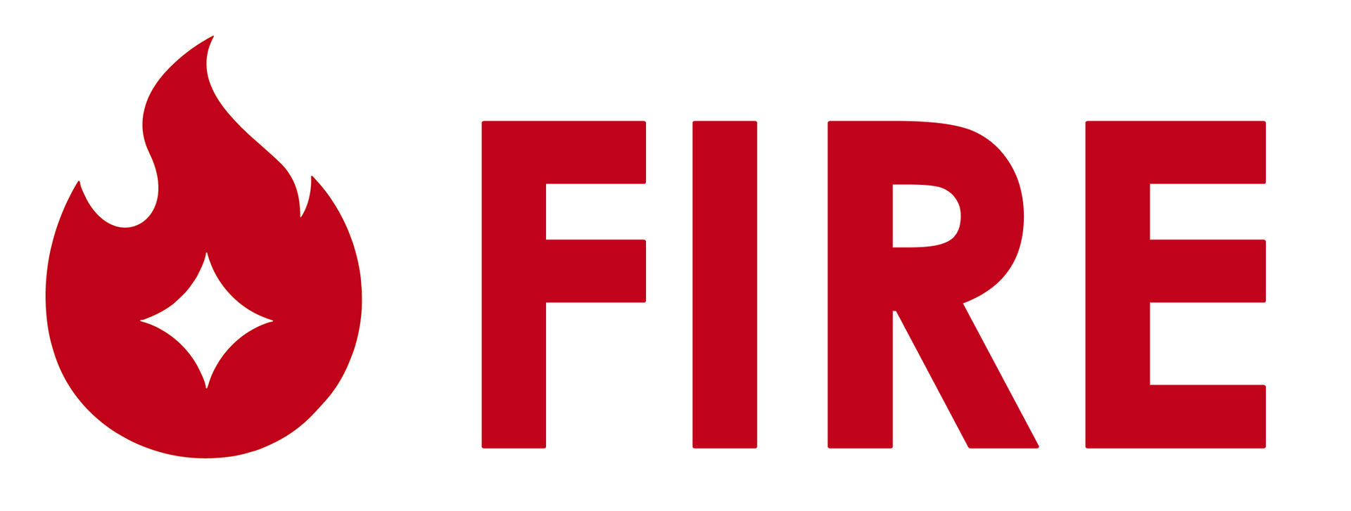 Red fire icon next to the word “FIRE” in bold red letters