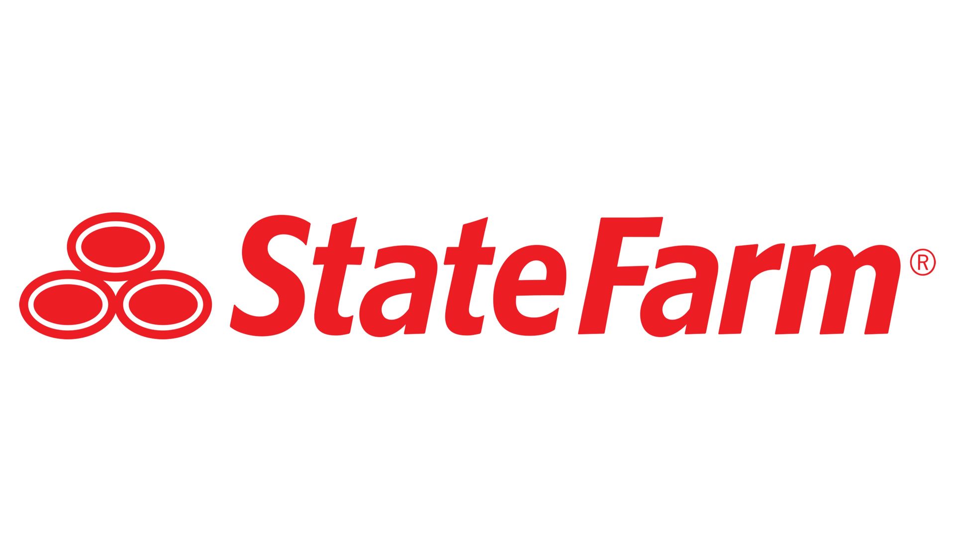 State Farm red logo with three red ovals and italic wordmark on a white background