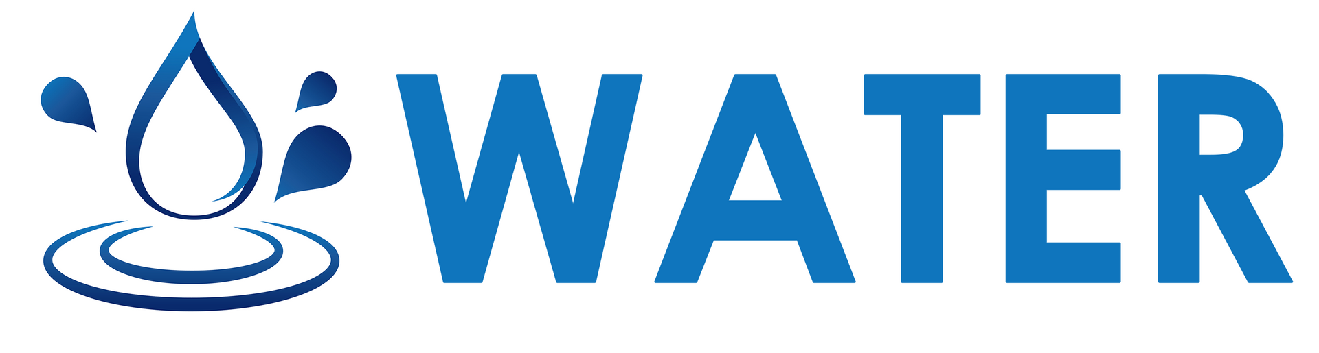 Blue water droplet logo with the word “WATER” in bold blue letters