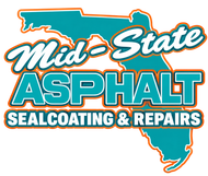 Mid-State Asphalt Sealcoating & Repairs Mid-State Asphalt Sealcoating & Repairs logo with Florida outline in teal, white, and orange