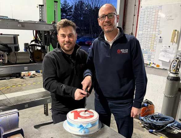 Andrew Macdonald and Kenneth Murdoch celebrating 10 years of Boiler & Valve Engineering