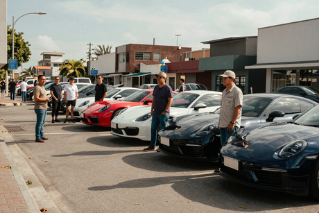 Filipino Porsche owners gathered at a local meet