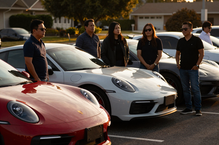 Golden-hour gathering of Filipino Porsche owners