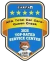 CARFAX 2025 Top-Rated Service Center badge with blue shield and gold trim