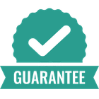 A green sticker with a check mark and the word guarantee on it.