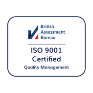 British Assessment Bureau ISO 9001 Certified quality management logo on white background