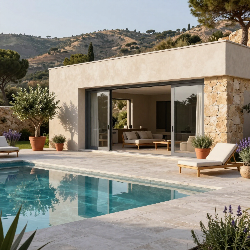 Villa moderna con porte scorrevoli in alluminio taglio termico