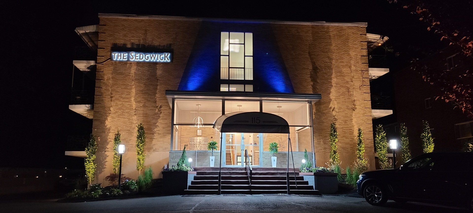 the sedgewick exterior night