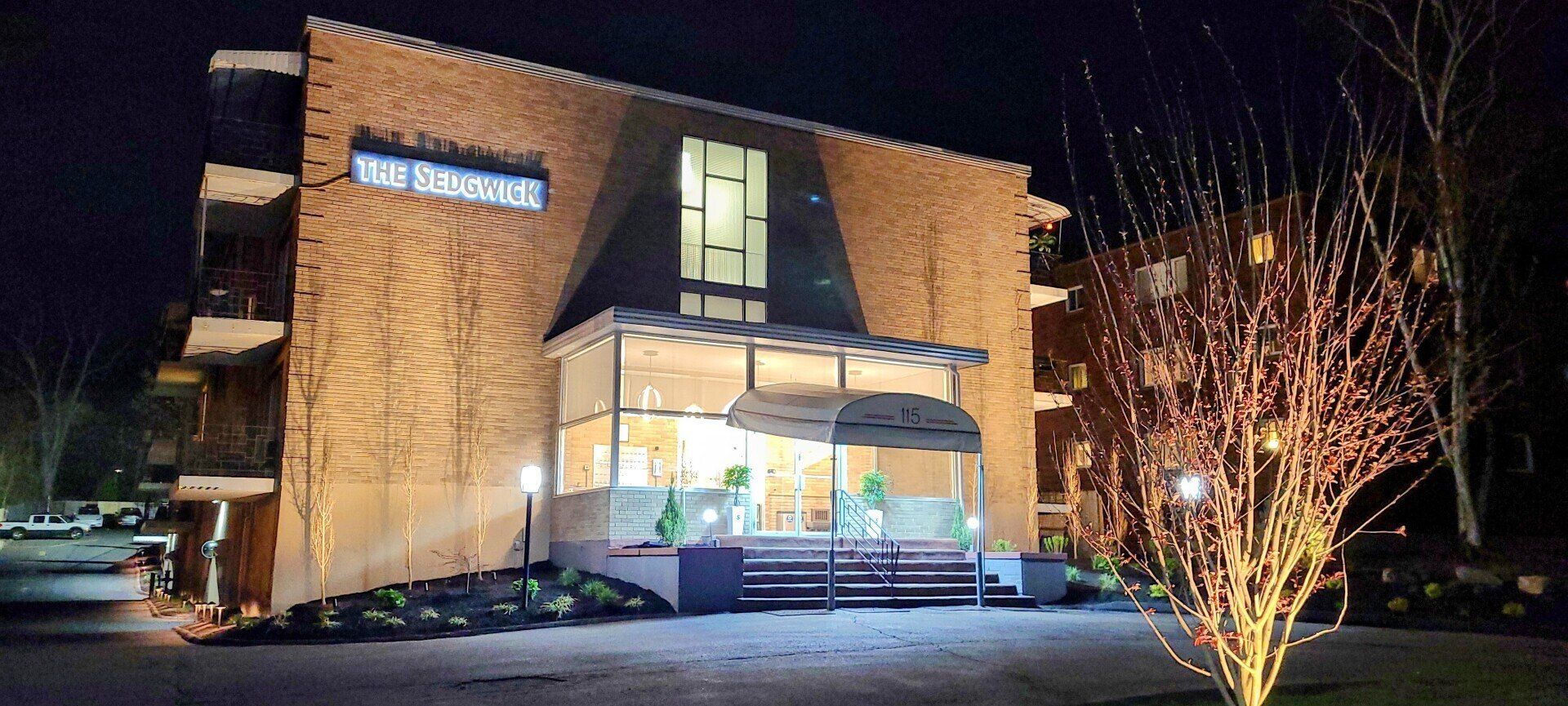 the sedgewick exterior night