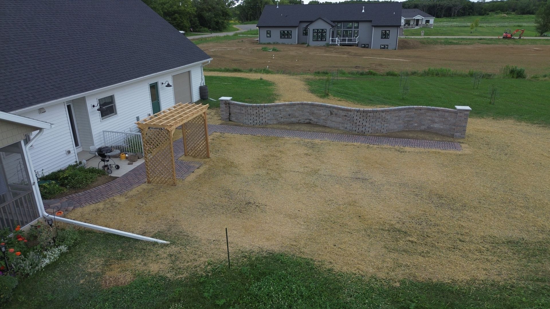 Landscape retaining wall installed for a residential yard in Janesville WI