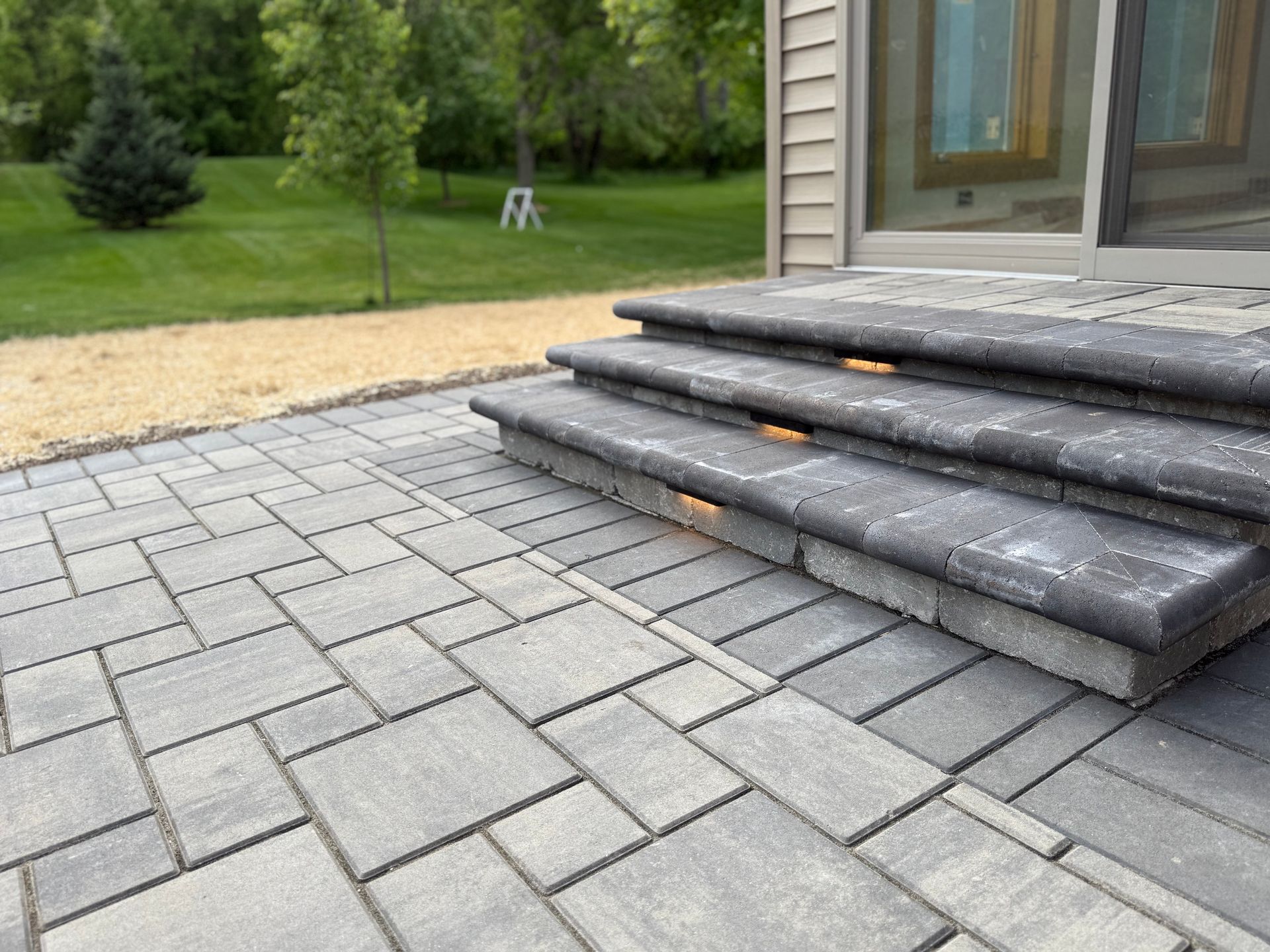 Backyard paver patio and outdoor living space in Southern Wisconsin