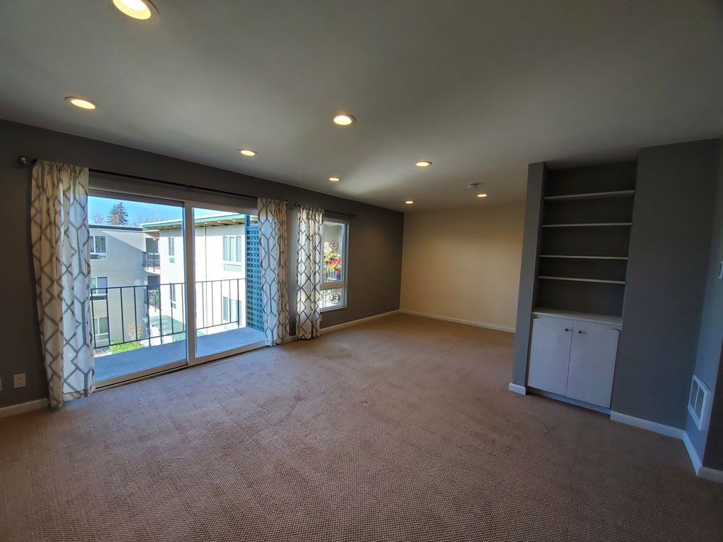 930 Peninsula San Mateo, Studio apartment, living area looking out to balcony