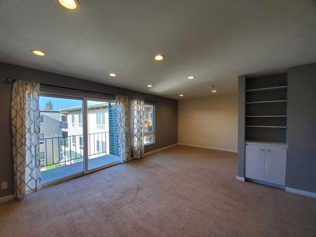 930 Peninsula San Mateo, Studio apartment, living area looking out to balcony