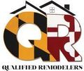 Logo for Qualified Remodelers with letters "Q" and "R" filled with Maryland flag patterns, topped with house outlines.