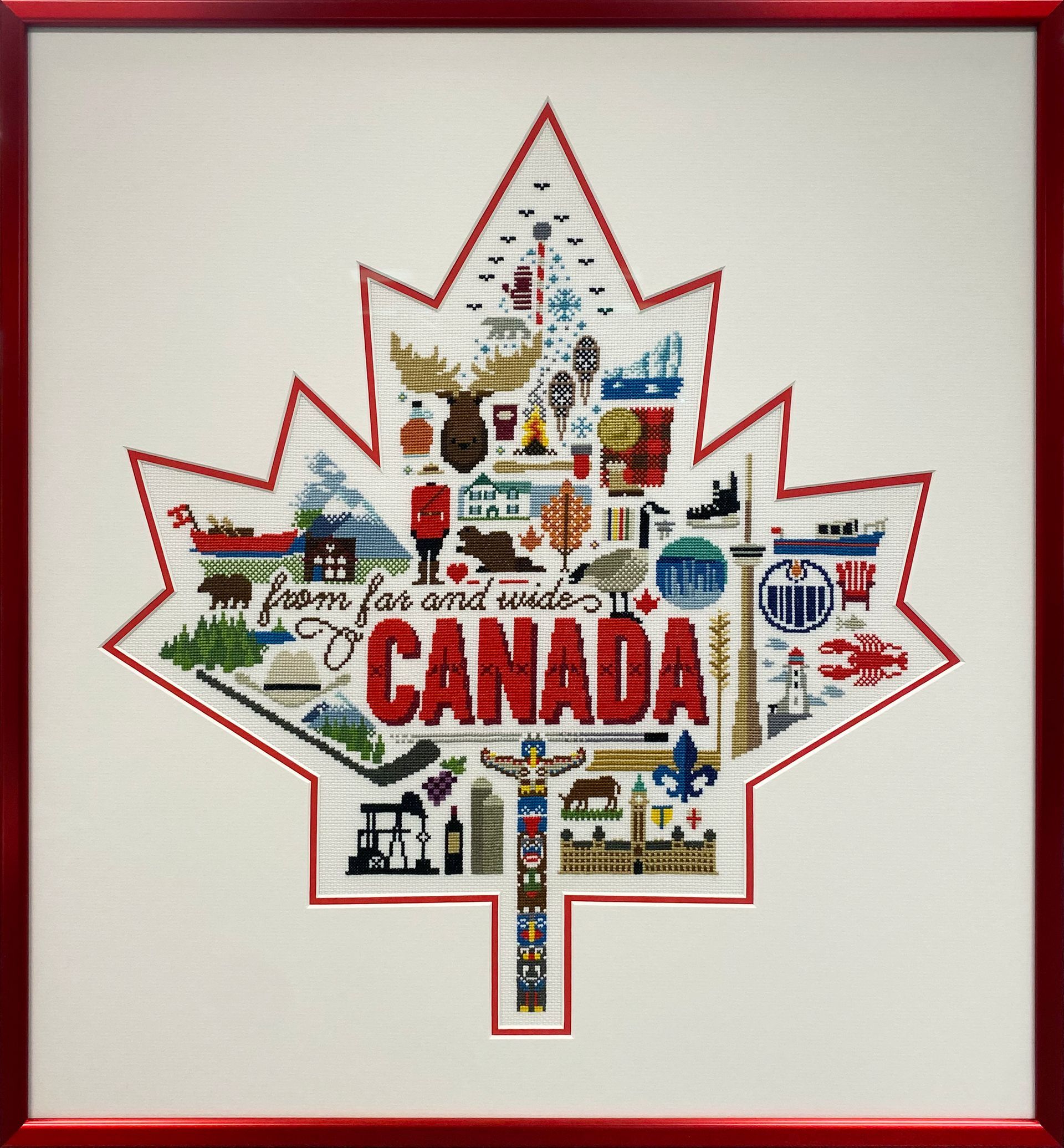 a Canadian flag made up of pins from all over Canada