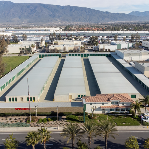 Arial view of All American Storage facility and front office.