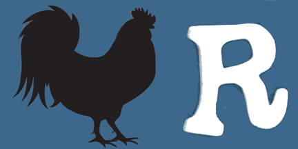 R-Rooster R-Rooster page in the My ABC Poet Tree Children's Interactive Reading Book
