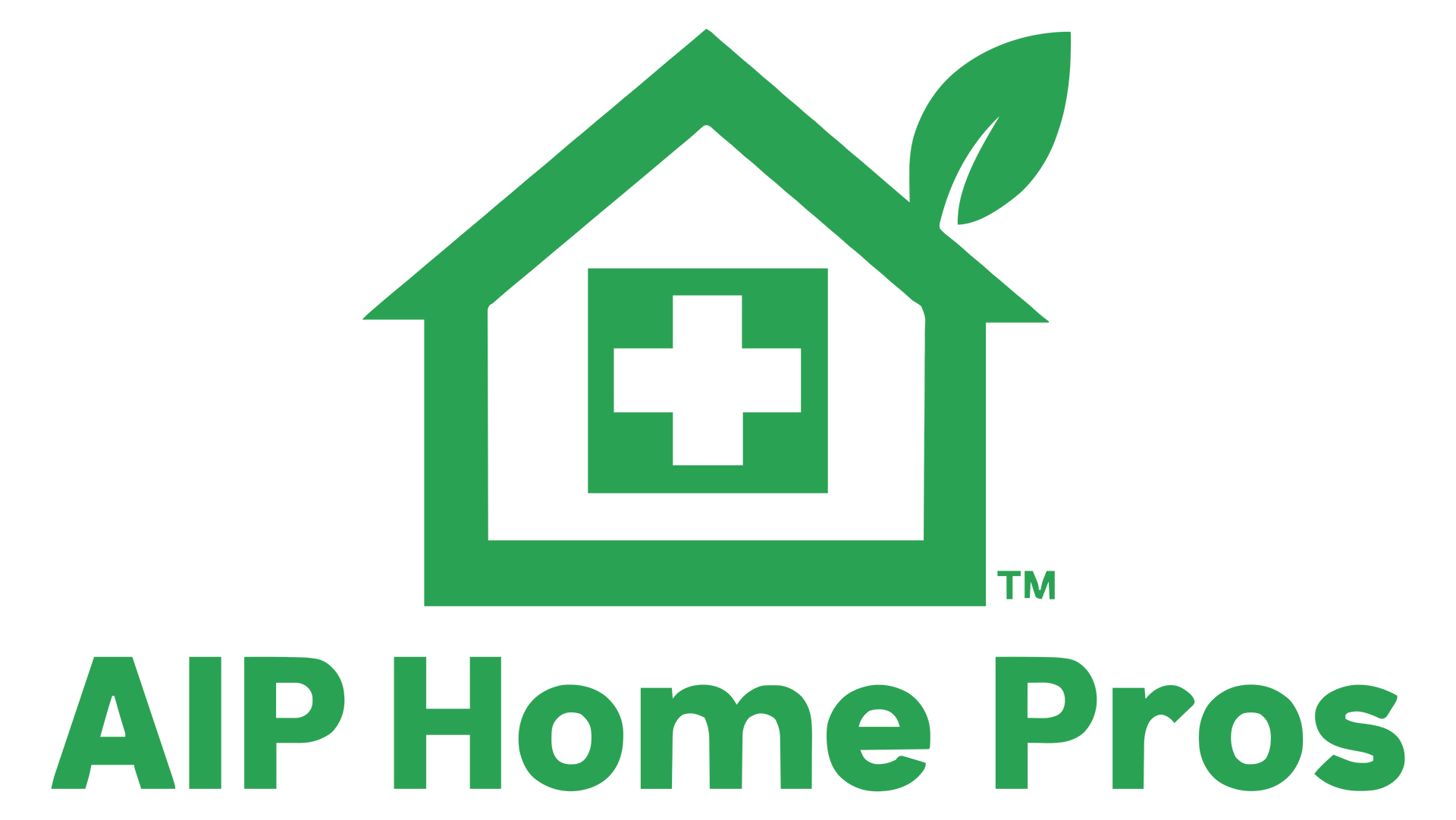 AIP Home Pros green logo with a house, medical cross, and leaf icon