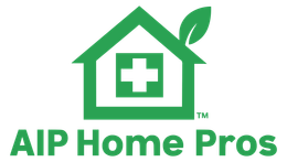 AIP Home Pros green logo with a house, medical cross, and leaf icon