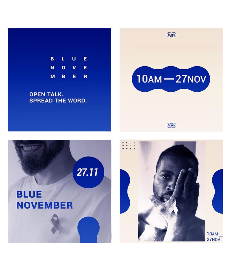 Four blue-themed graphics for