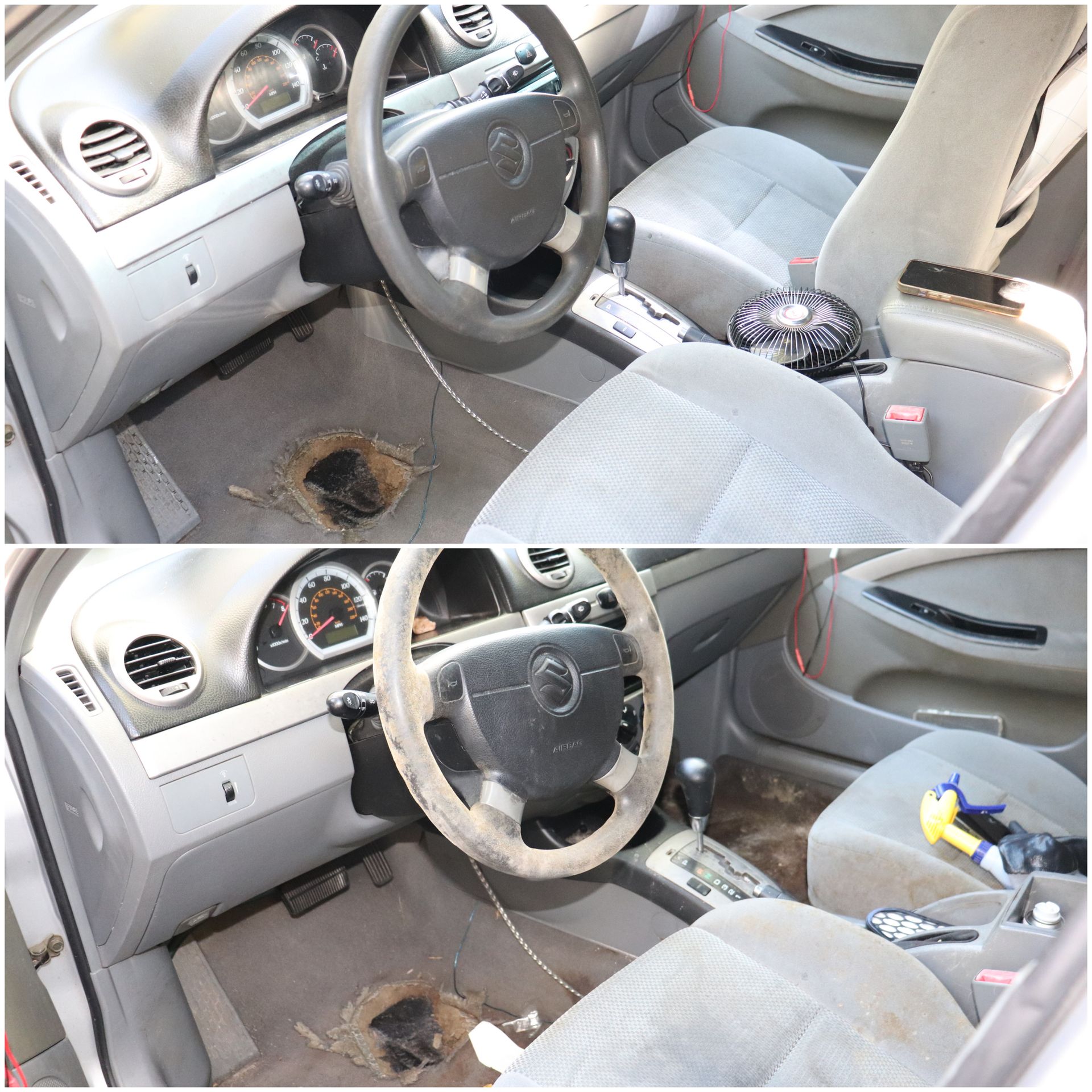 Click to see more Before and After Restoration Interior Detail of a really dirty interior