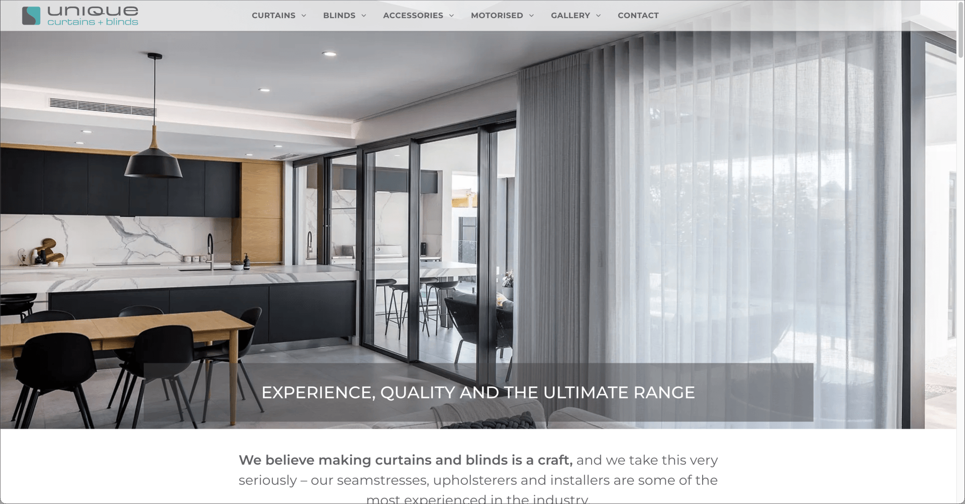 A screenshot of a website showing a kitchen and dining room with sliding glass doors.