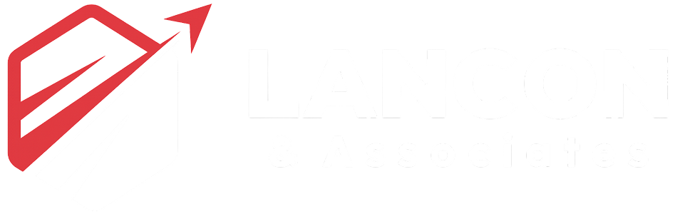A red, abstract geometric logo with an upward-pointing arrow shape, set against a dark background.