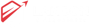 A red, abstract geometric logo with an upward-pointing arrow shape, set against a dark background.