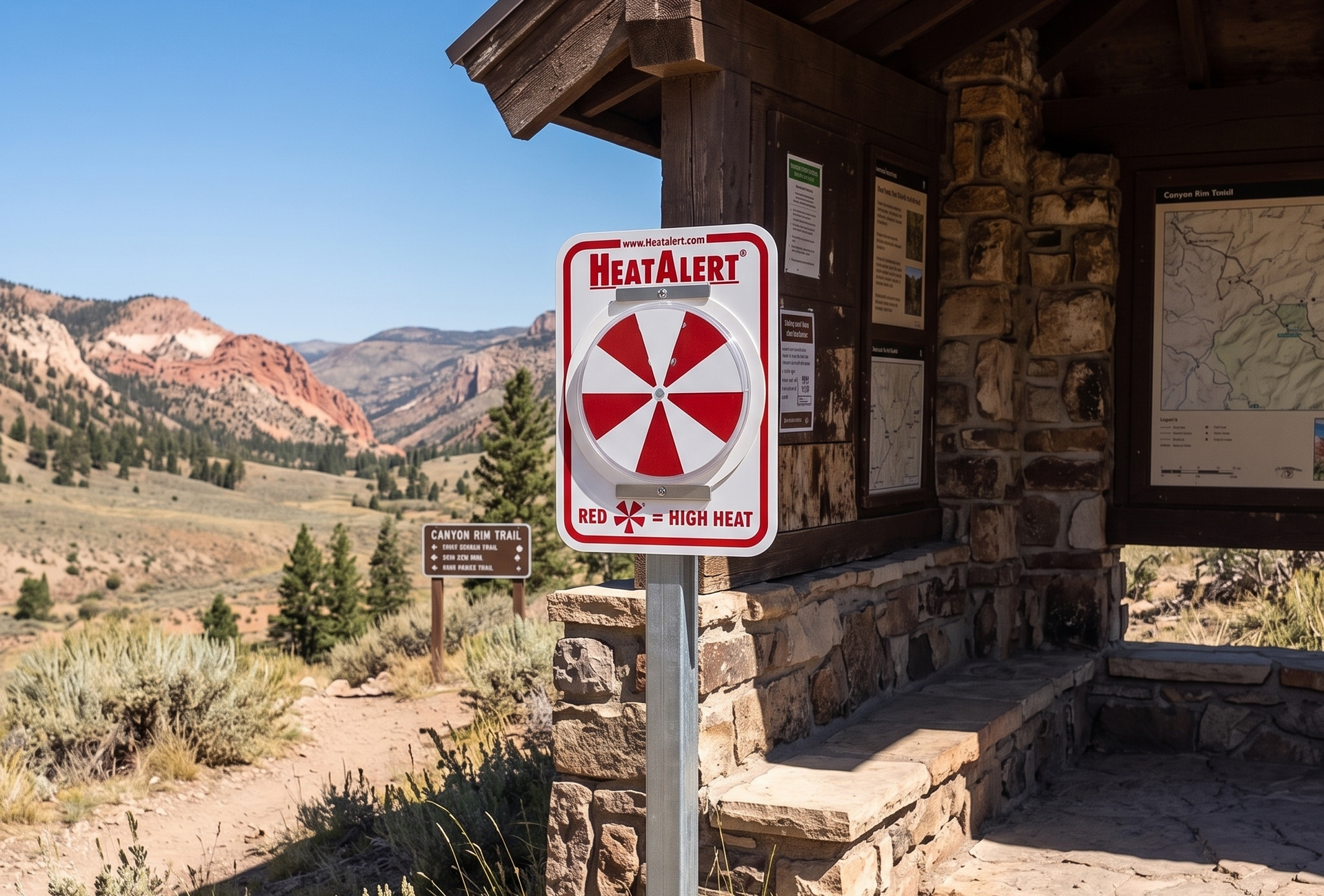 HeatAlert product line — passive signs, industrial monitor, and Connect Wi-Fi monitor